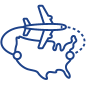 Airplane over US map