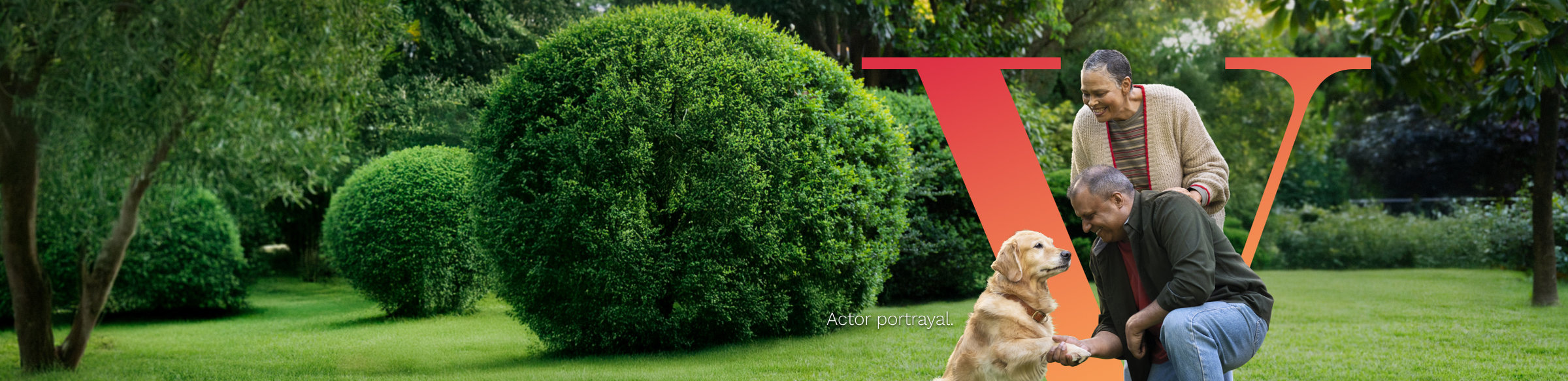 Couple playing with their dog, with PLUVICTO V
