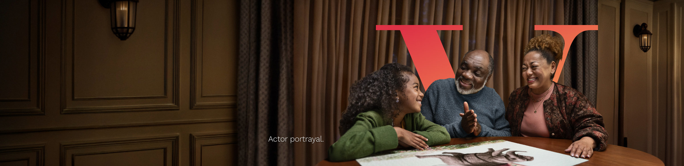 Couple working on a puzzle with their granddaughter, with Pluvicto V