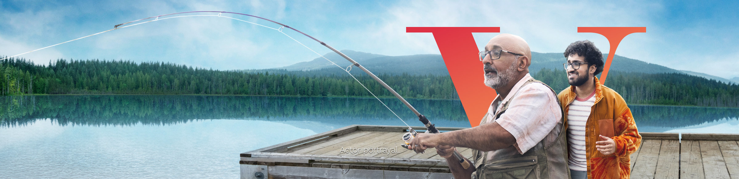 Father and son fishing together, with PLUVICTO V