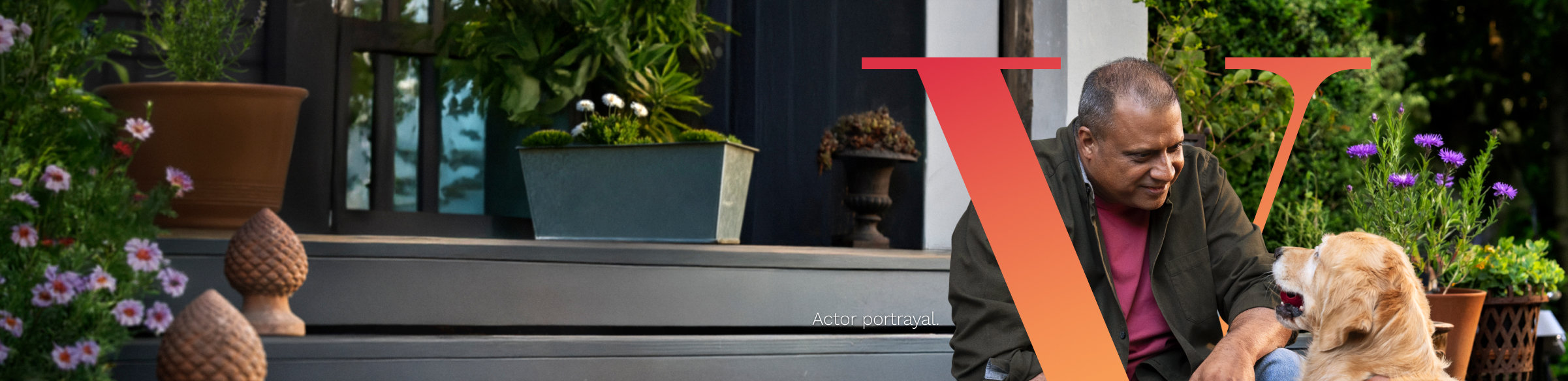 Man playing with his golden retriever with Pluvicto V.