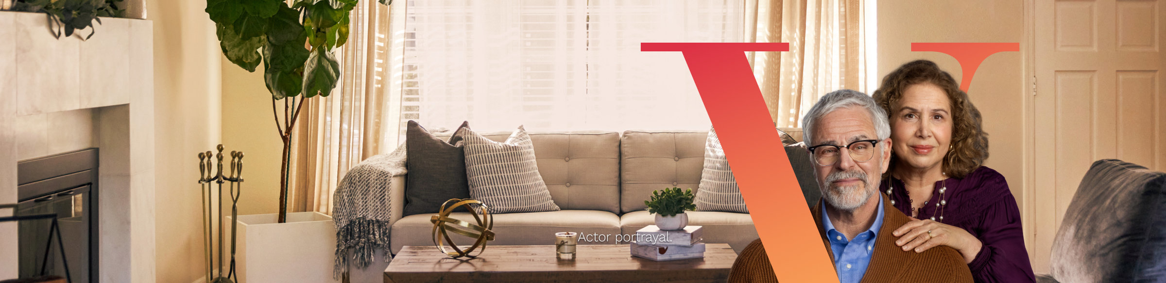 Couple standing in their living room, with PLUVICTO V.